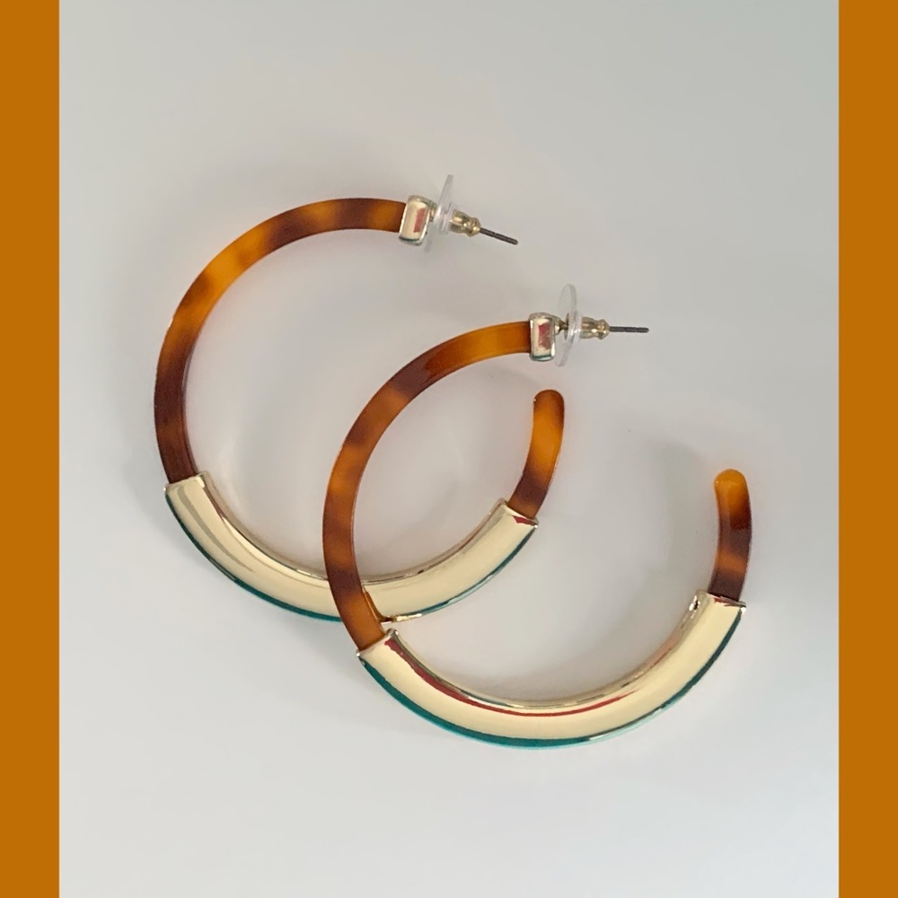 Tortoise & Gold Hoop Earrings